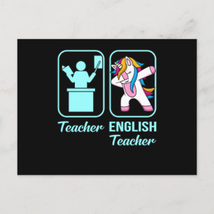Carte Postale Enseignant Anglais Unicorn Langue Grammar Étudiant