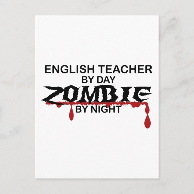 Carte Postale Enseignant anglais Zombie (Devant)