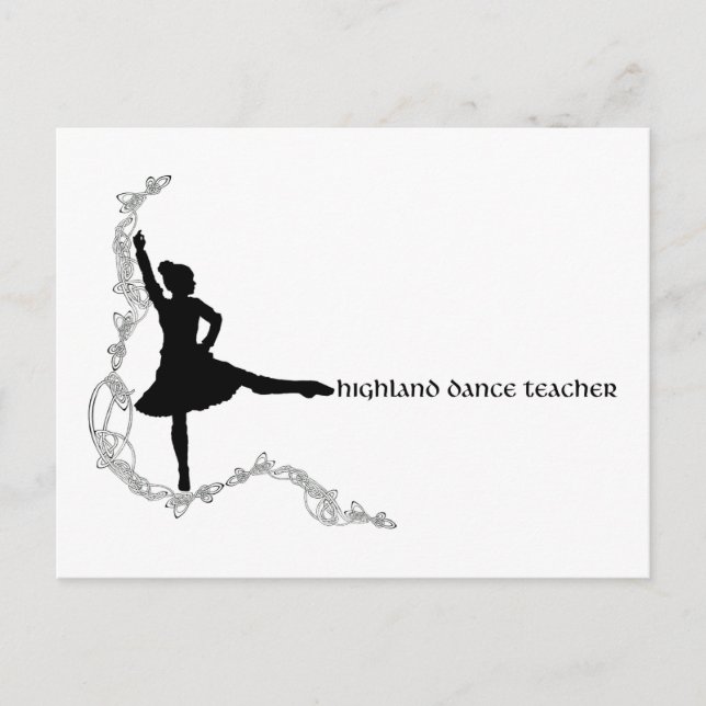 Carte Postale Enseignant de danse Highland - Silhouette noire (Devant)