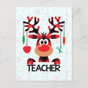 Carte Postale Enseignant de Noël Buffalo Plaid