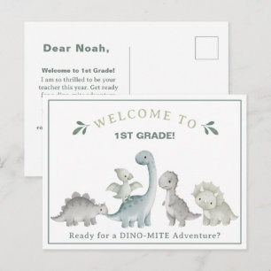 Carte Postale Enseignant dinosaure mignon Bienvenue en CP