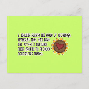 Carte Postale Enseignant Plante de semences T-shirts et cadeaux