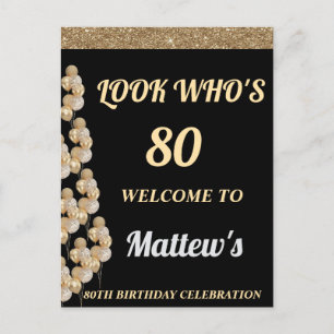 Carte Postale enseigne de bienvenue pour les 80 ans pour hommes