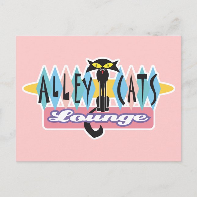 Carte Postale enseigne de salon rétro alley cats (Devant)