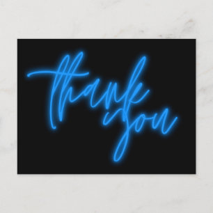 Carte Postale Enseigne Merci Néon Bleu Tendance