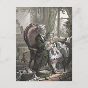 Carte Postale Enseignement vintage de grand-mère Kitting à grand