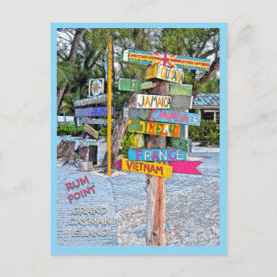 CARTE POSTALE ENSEIGNES COLORÉES (PAYS) RUM POINT, GR.CAYMAN