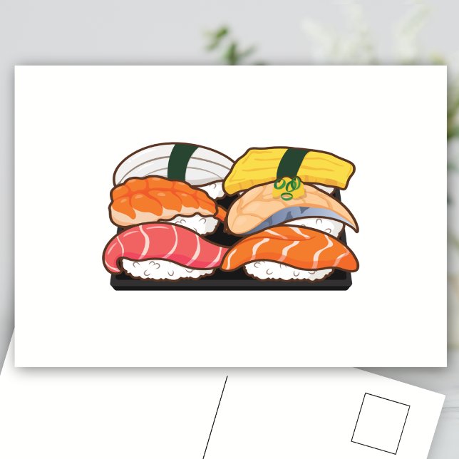 Carte Postale Ensemble de sushis Kawaii - crevettes à l'oeuf de  (Créateur téléchargé)