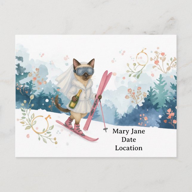 Carte Postale Enterrement de vie de jeune fille au ski pour les  (Devant)