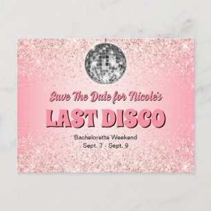 Carte Postale Enterrement de vie de jeune fille disco rétro rose