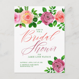 Carte Postale Enterrement de vie de jeune fille   Roses roses et
