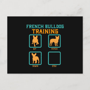 Carte Postale Entraînement de bulldog français amusant
