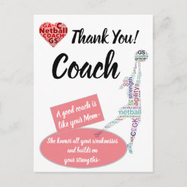 Carte Postale Entraîneur de netball Citation Inspirante Merci