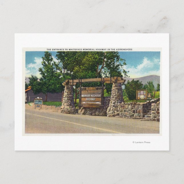 Carte Postale Entrée de l'autoroute Whiteface Mt. Highway (Devant)