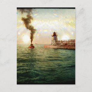 Carte Postale Entrée du port, Charlevoix, Michigan vers 1900