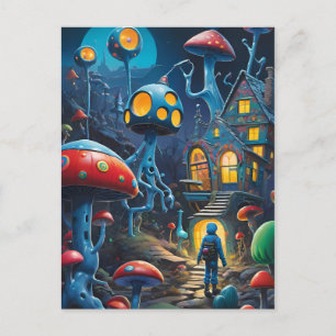 Carte Postale Entrée du village des champignons Imaginaire de Ke