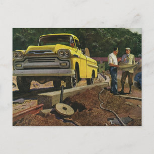 Carte Postale Entrepreneur vintage en construction d'architectes