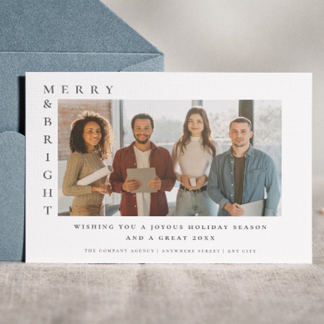 Carte Postale Entreprise Joyeux et brillant Noël Photo moderne (Créateur téléchargé)