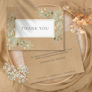 Carte Postale Entreprise Rustique Kraft Merci Feuilles de Printe