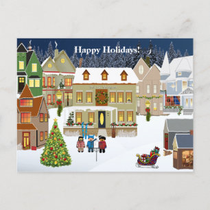 Carte Postale Entreprise Usage New England Village Noël