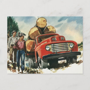 Carte Postale Entreprise vintage, Camion d'exploitation forestiè