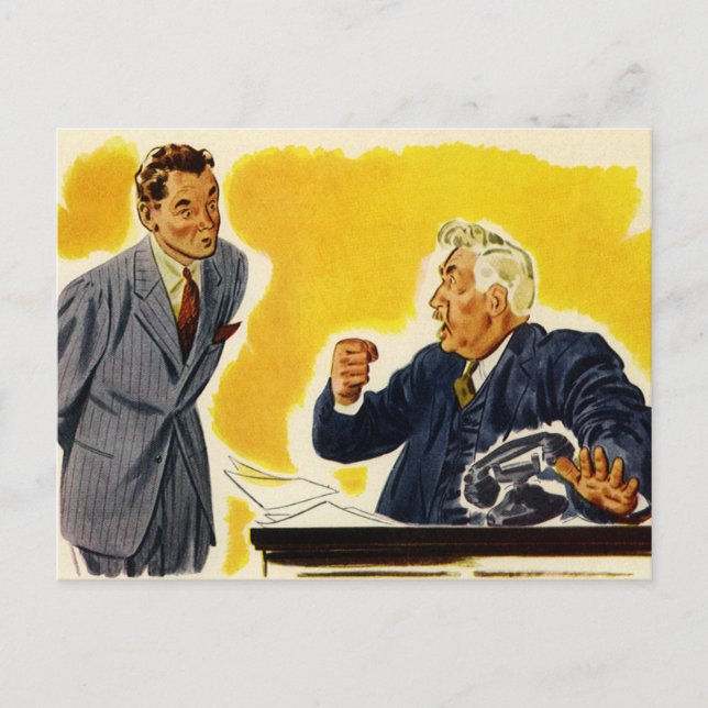 Carte Postale Entreprise Vintage, PDG fou cadre dirigeant employ (Devant)