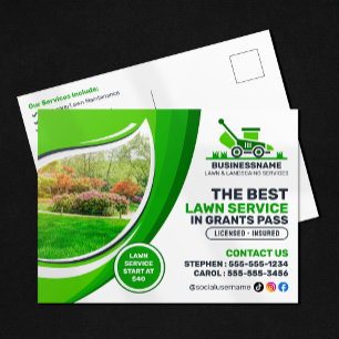Carte Postale Entretien de pelouse verte Service de paysagisme T