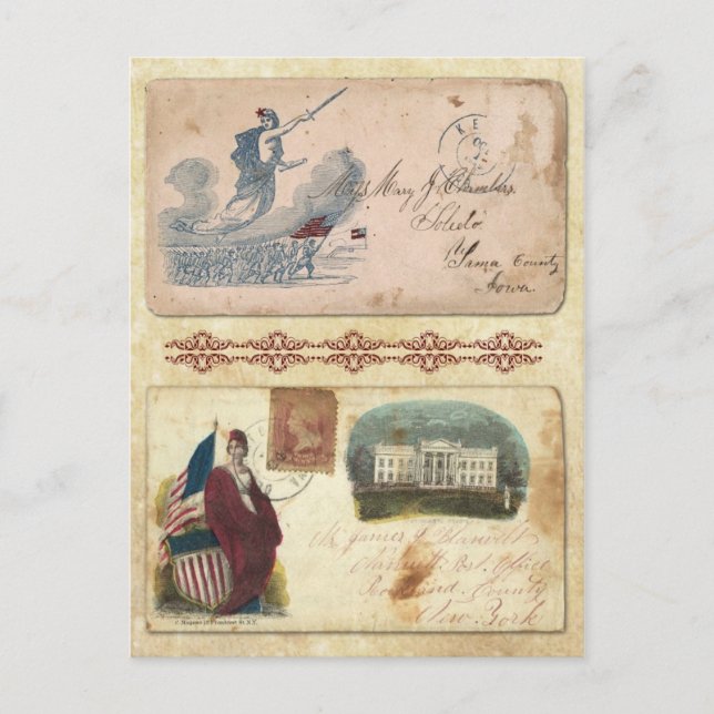 Carte Postale Enveloppes de guerre civile avec Columbia (Devant)