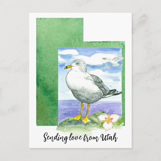 Carte Postale Envoi d'amour à Utah Seagull Sego Lily Water (Devant)
