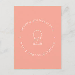Carte Postale Envoi d'amour distance sociale rose mignon Chat se