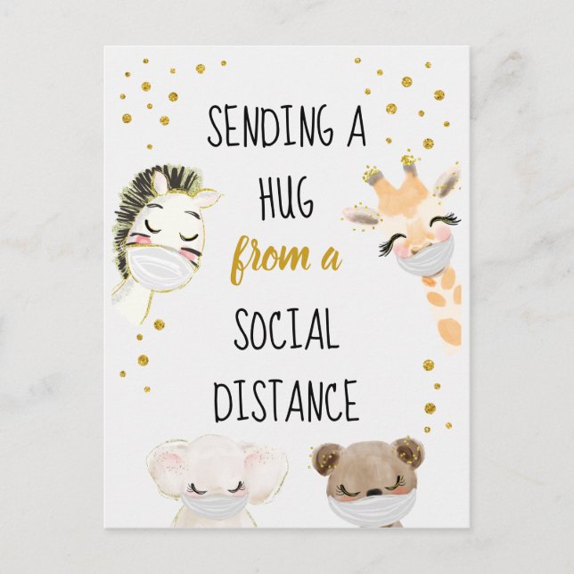 Carte Postale Envoi d'un câlin d'une distance sociale (Devant)