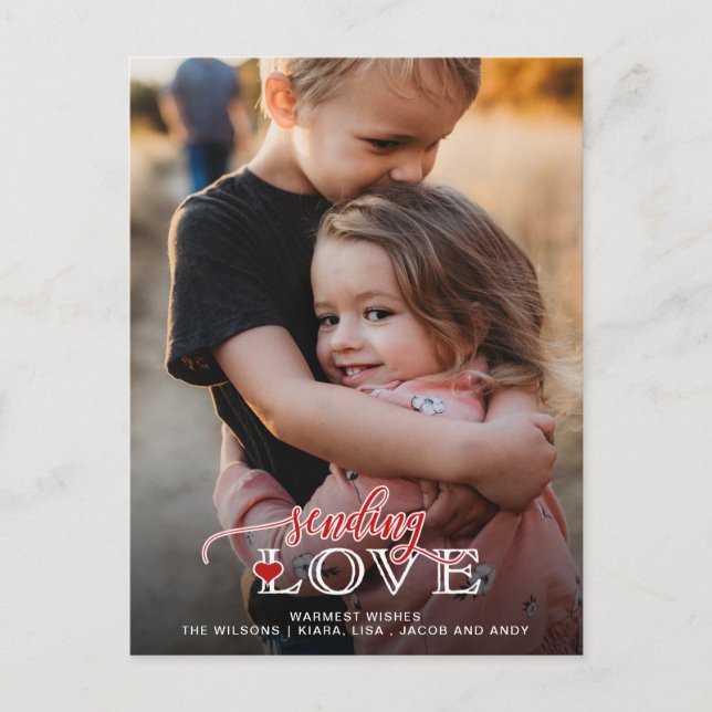 Carte Postale Envoyer Love Script mignonne Photo Valentines Day (Devant)
