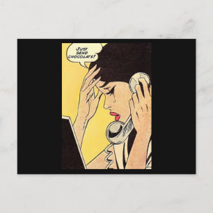Carte Postale Envoyez juste du chocolat Bande dessinée vintage