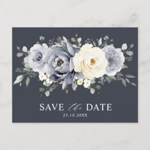 Carte Postale Épargne Gris Ivoire Floral Hiver Bohème Date