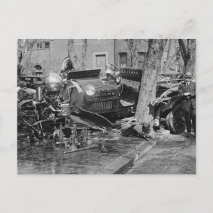 Carte Postale Épave moteur incendie, 1922