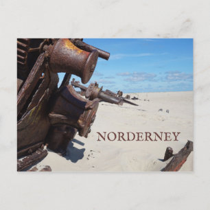 Carte Postale Epave, Norderney Island, Frise orientale, Allemagn
