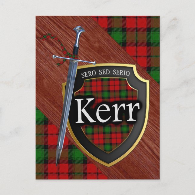 Carte Postale Épée et bouclier du tartan du clan Kerr (Devant)