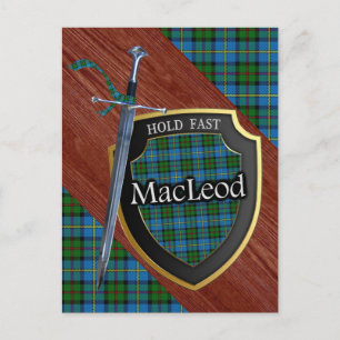 Carte Postale Épée et bouclier du tartan du clan MacLeod