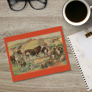 Carte Postale Éphémère de la piste de course des animaux de ferm