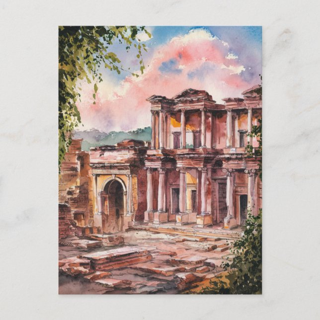Carte Postale Ephèse, Turquie. Aquarelle vintage (Devant)