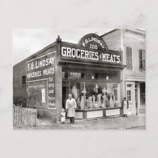 Carte Postale Épicerie & Marché de Viande, 1916