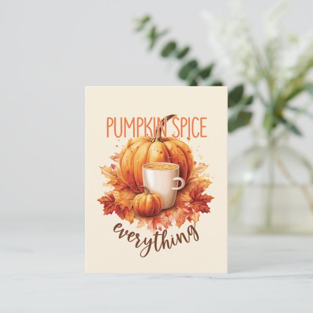 Carte Postale Épices citrouilles - Foliage de fin et d'automne (Debout devant)