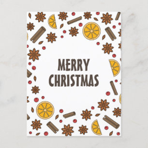 Carte Postale épices de Noël étoile anise cannelle orange