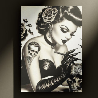 Carte Postale Épingle de goth tatoué rétro