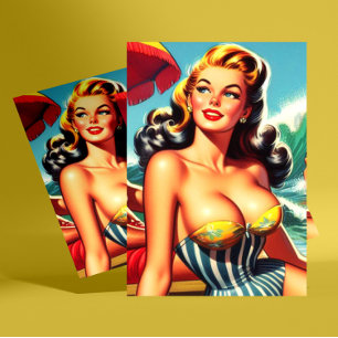 Carte Postale Épingle de Surf vintage