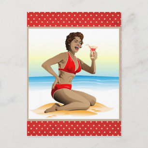 Carte postale épingle d'été avec cocktail
