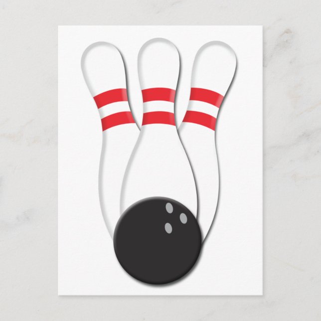 Carte Postale Épingles de bowling et balle (Devant)