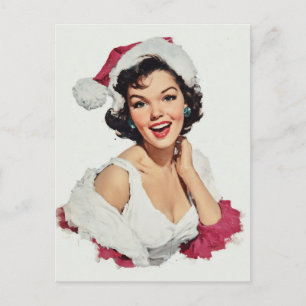 Carte Postale Épinglette Rétro de Noël Souriante
