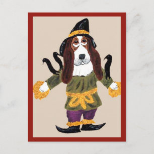 Carte Postale Épouvantail Basset Hound