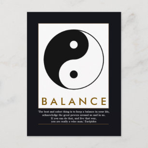 Carte Postale équilibre yoga yin yang avec citation